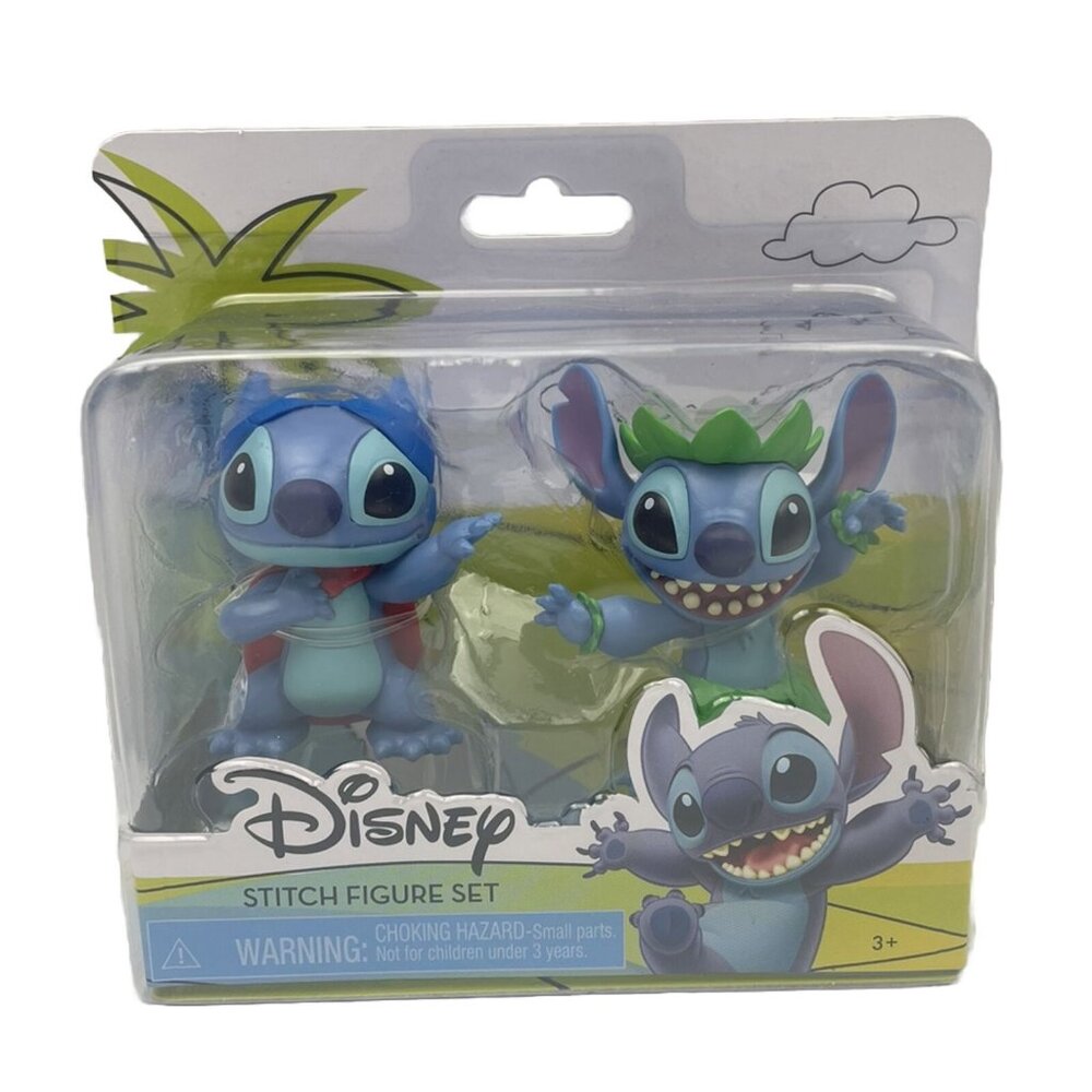 DISNEY Stitch Figure Superhero Stitch, Hula Stich 2-Figures 2.5”